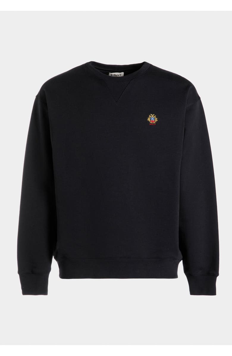 Bally Crewneck Sweatshirt With a Bally Crest Logo, Main, color, Blue