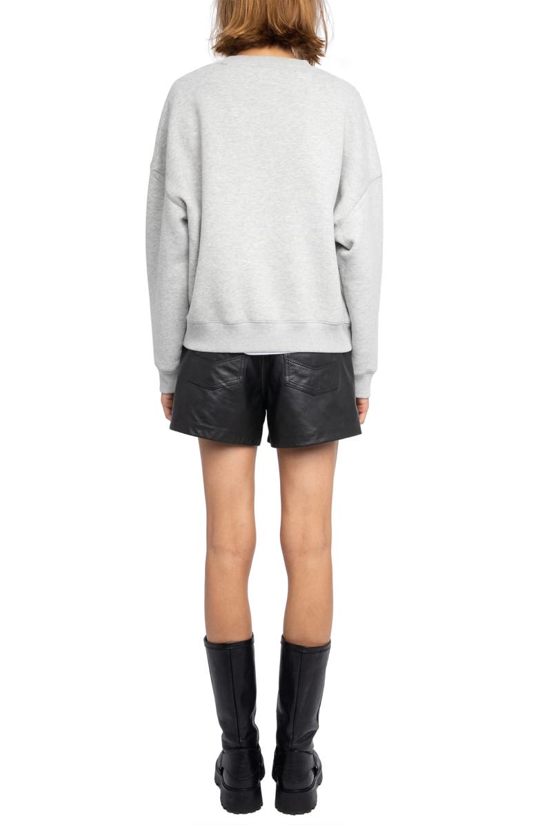 Zadig & Voltaire Mira Crystal Logo Sweatshirt, Alternate, color, Gris Chine
