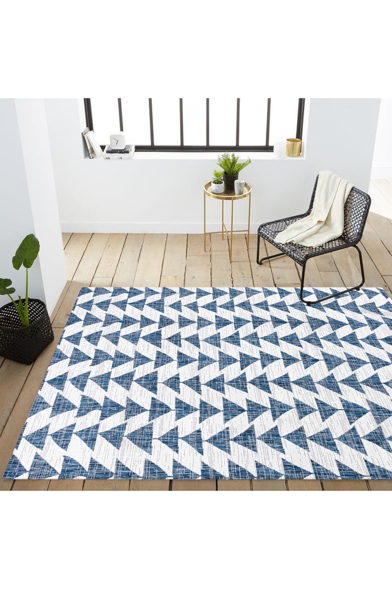 Andratx Modern  Geometric Indoor/Outdoor Area Rug, Alternate, color, Blue/Ivory