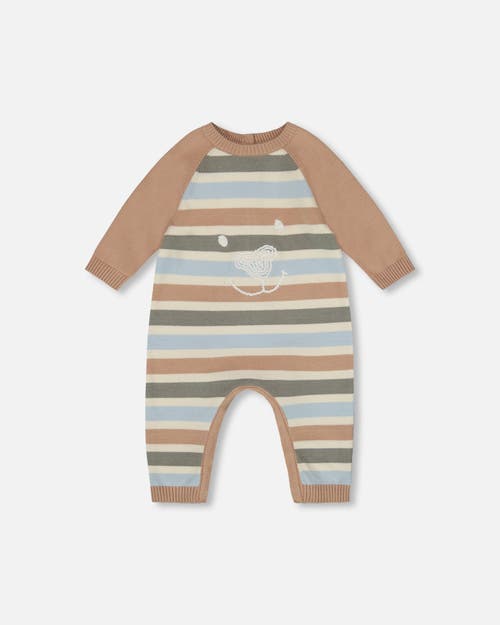 Deux Par Deux Knitted Romper Stripes In Multi