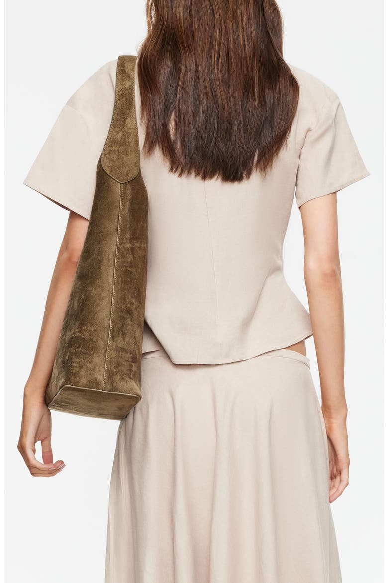 Halcyon Cowl Neck Crop Linen Blend Top, Alternate, color, BEIGE