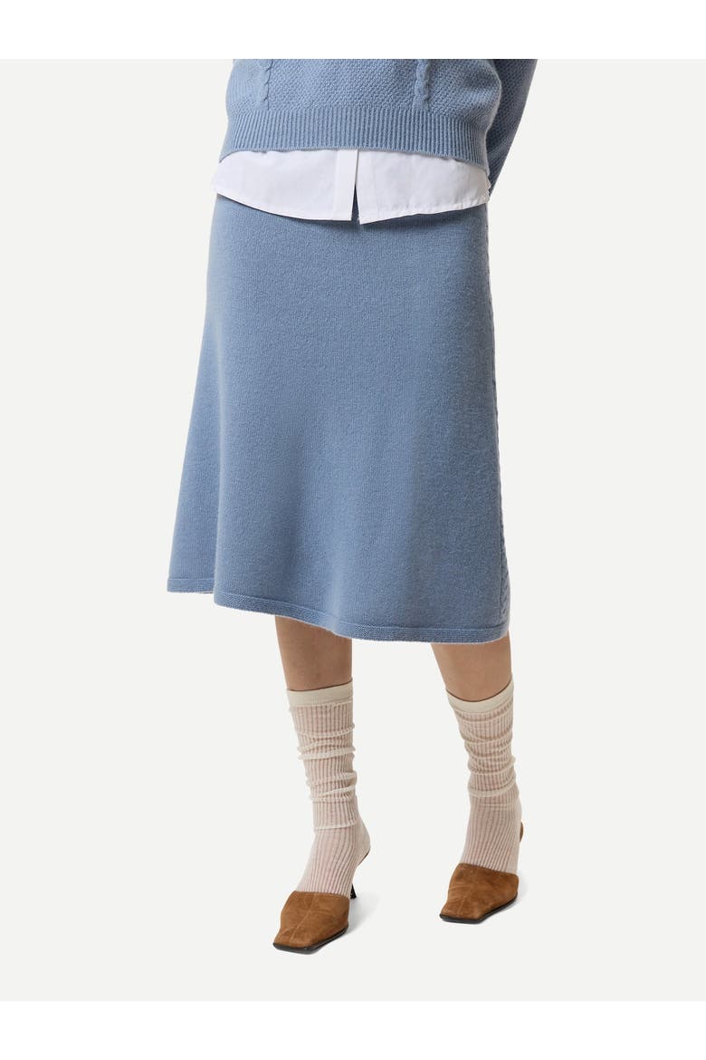 A-Line Cashmere Knitted Skirt, Alternate, color, Dusty blue