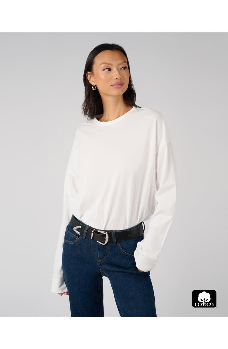 WeWoreWhat Boxy Long Sleeve Tee, Main, color, Classic White
