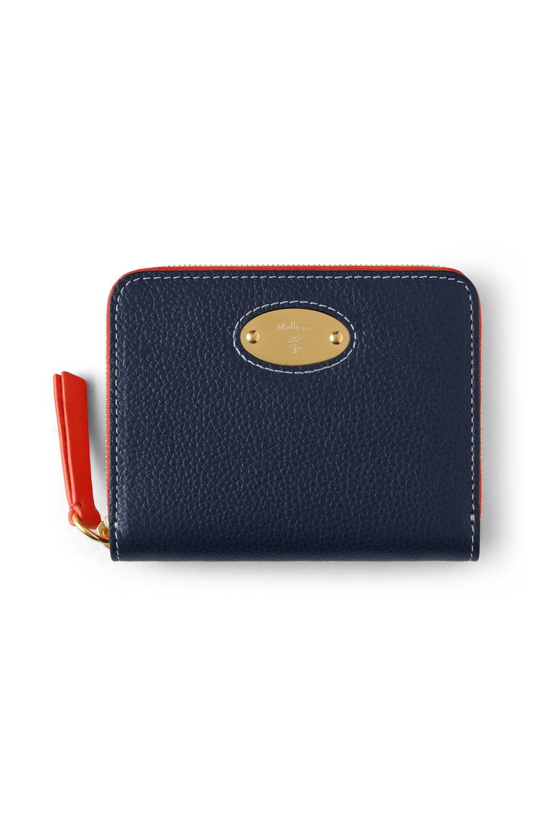 Mulberry Plaque Small Zip Around Wallet, Main, color, Night Sky-Coral Orange