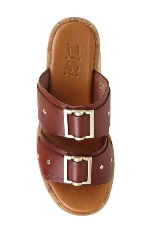 Zigi Fanela Platform Slide Sandal In Tan Leather