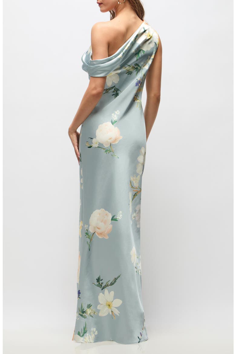 Liv Print One-Shoulder Gown, Alternate, color, MIST MULTI