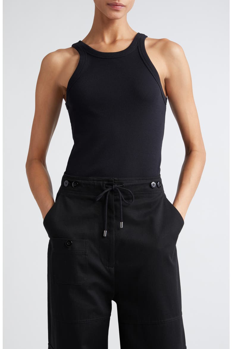 Totême Espera Rib Stretch Organic Cotton Tank, Main, color, BLACK