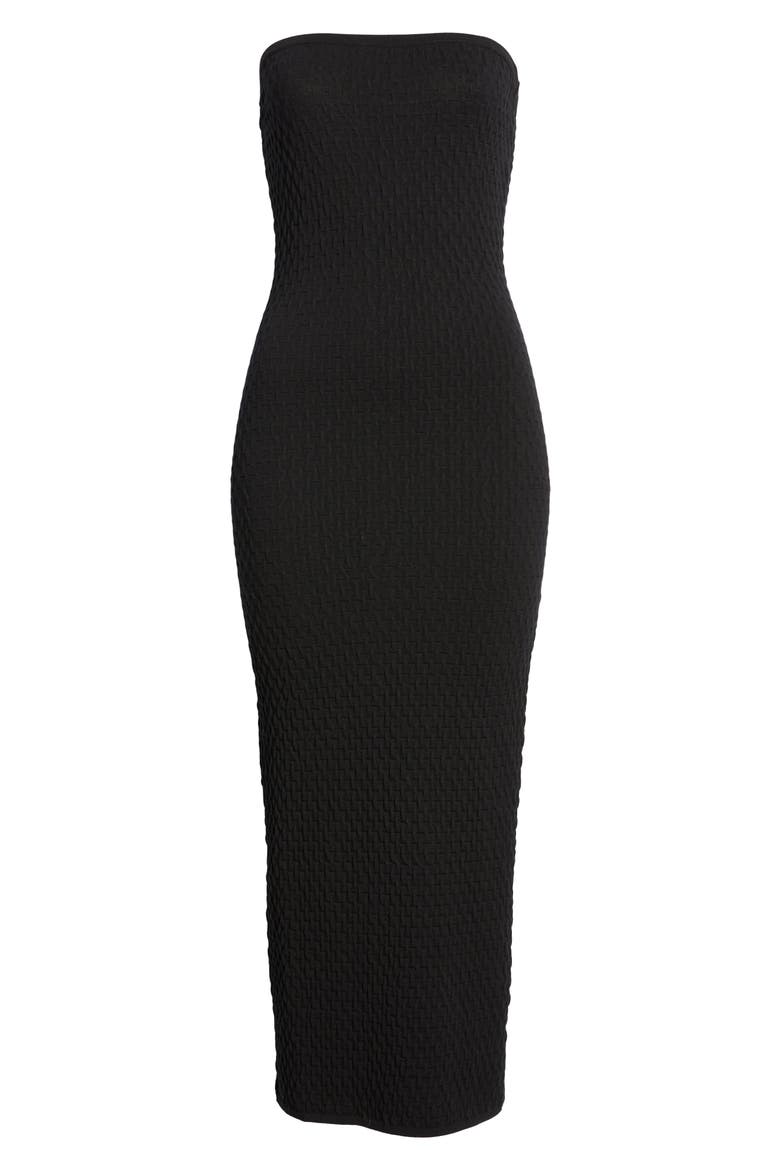 Strapless Maxi Sweater Dress, Alternate, color, BLACK