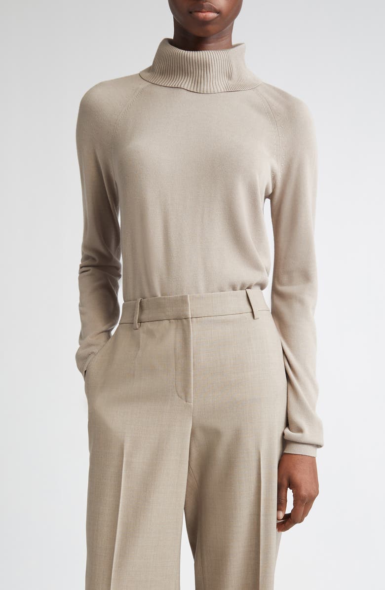 Lafayette 148 New York Raglan Sleeve Turtleneck Sweater, Main, color, Hickory