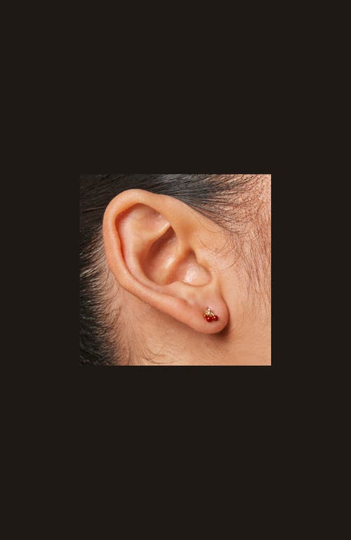 Enamel Copenhagen Cherry Studs In Gold