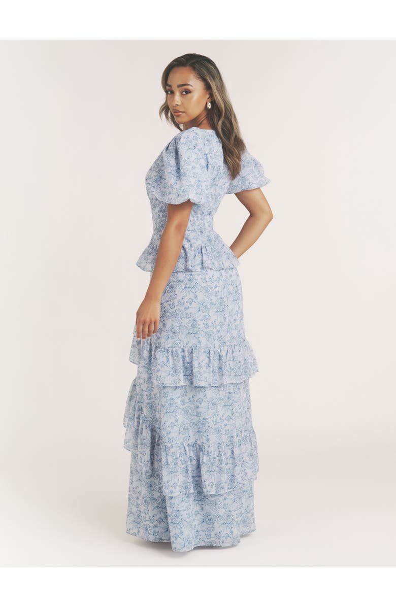 Six Stories Freya Floral Belted Ruffle Maxi Dress, Alternate, color, Pale Blue