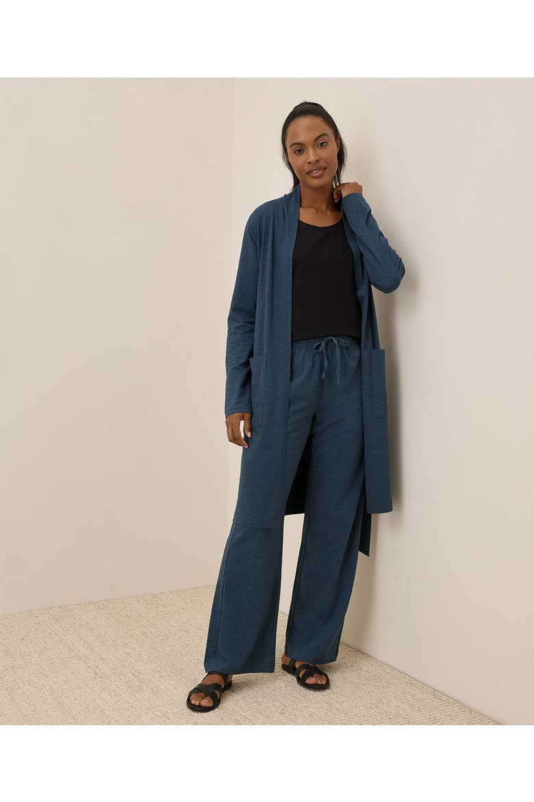 Organic Cotton Cool Stretch Lounge Duster, Alternate, color, French Navy Heather