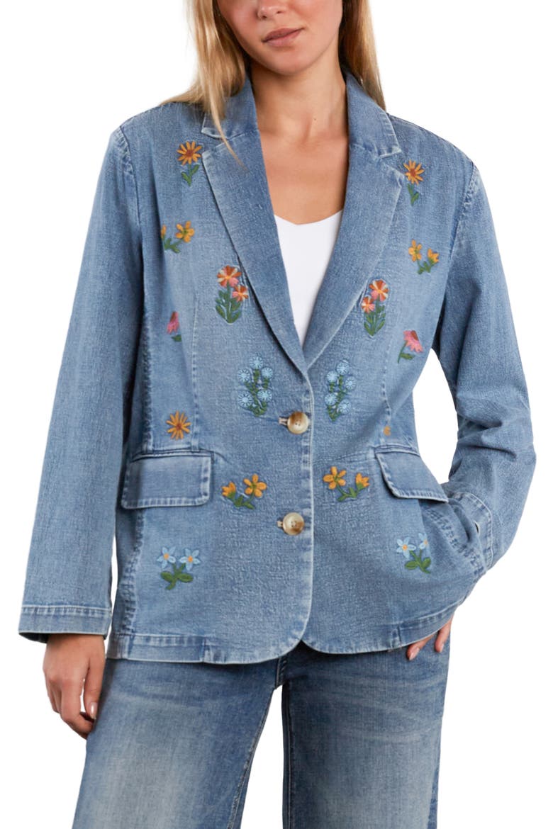 Meadow Kiss Embroidered Blazer, Alternate, color, DENIM