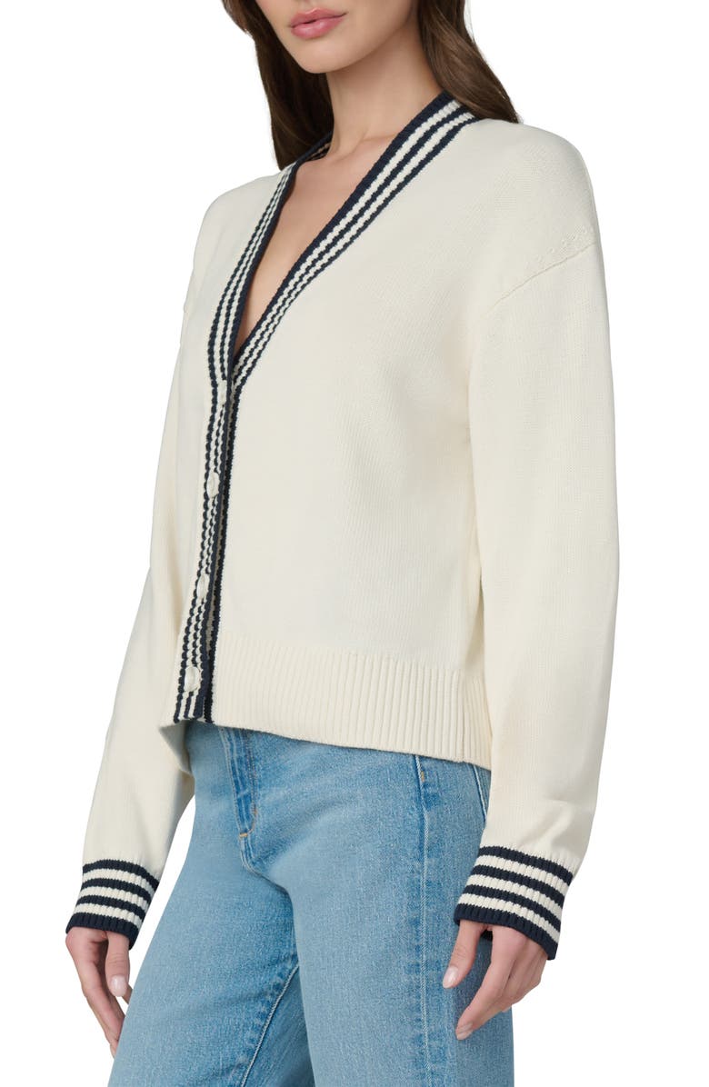 Joe's Jeans The Leah Stripe Cardigan, Alternate, color, Ecru W/ Navy Tippi