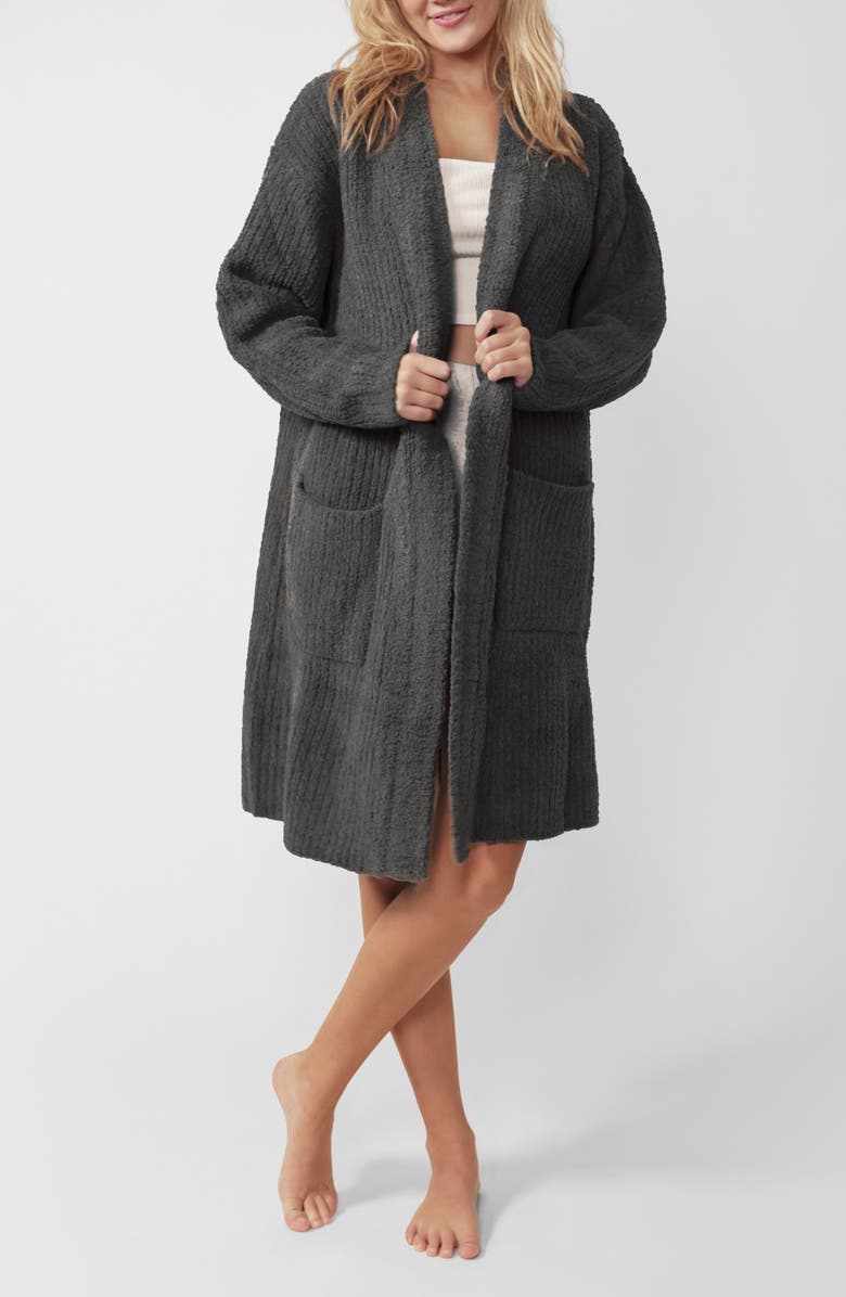 Sunday Citizen Snug Rib Cardigan Robe, Main, color, Granite