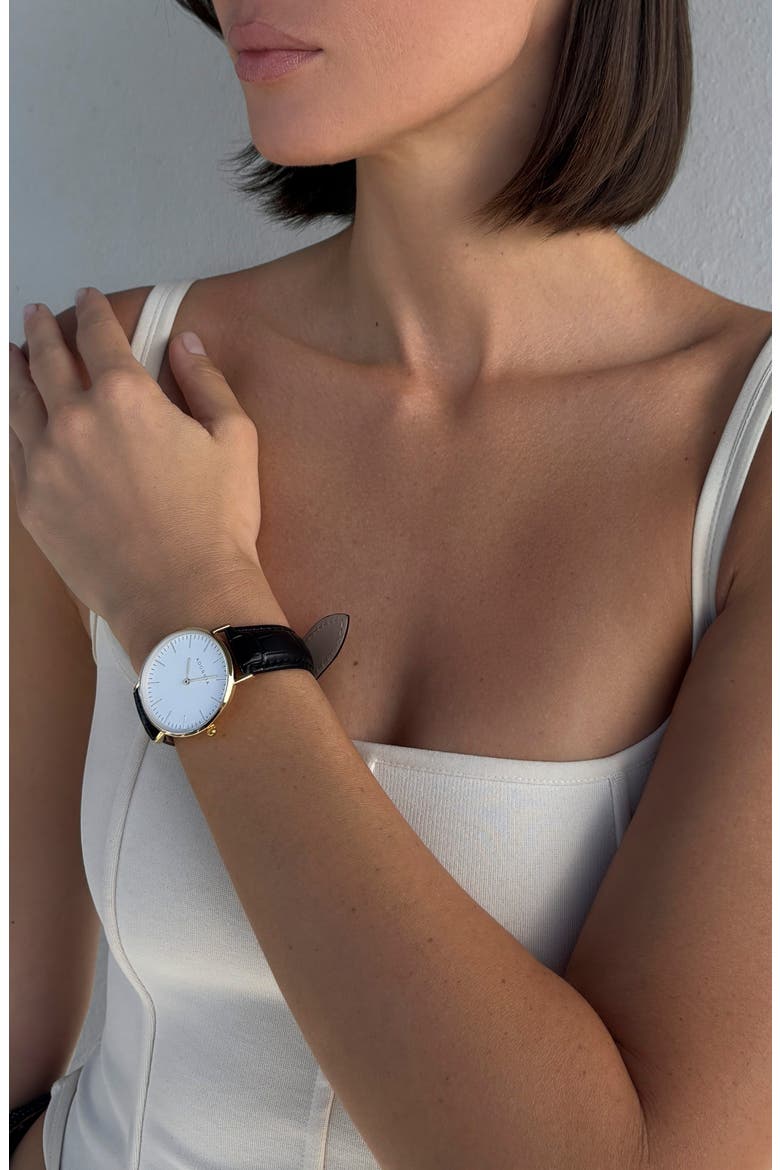 Copenhagen Quartz Strap Watch, 36mm, Alternate, color, BLACK/ GOLD/ WHITE