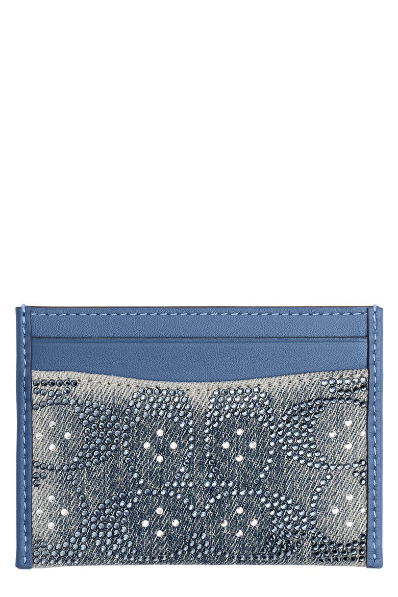 Essential Crystal Signature Denim Card Case, Main, color, B4/ DENIM