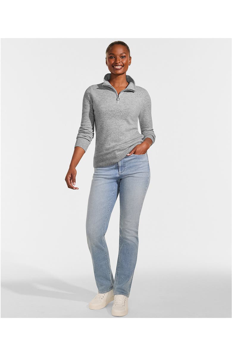 Lands' End Cashmere Quarter Zip Sweater, Alternate, color, Gray Heather