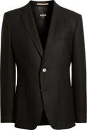 BOSS Hutson Slim Fit Textured Black Wool Sport Coat