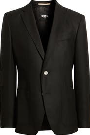 BOSS Hutson Slim Fit Textured Black Wool Sport Coat