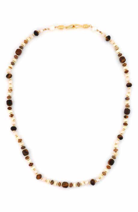 Panacea Mixed Stone & Freshwater Pearl Beaded Necklace