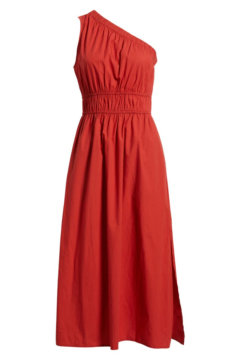 Selani One-Shoulder Cotton Poplin Dress, Alternate, color, TERRACOTTA
