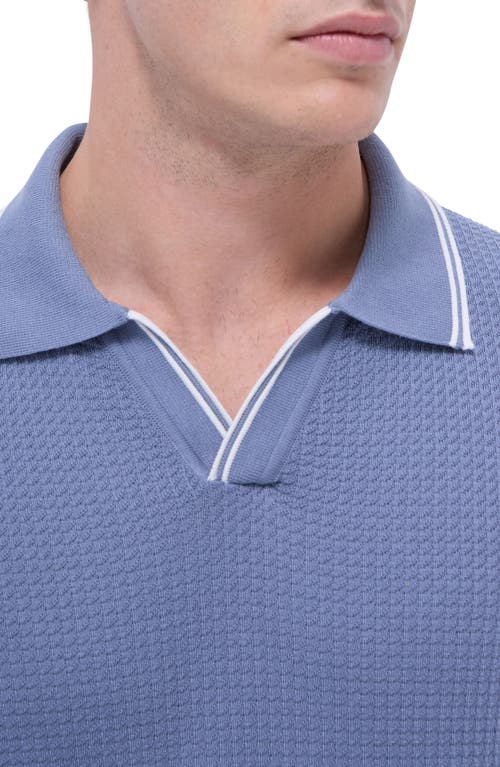 Bugatchi Tipped Johnny Collar Short Sleeve Sweater In Steel