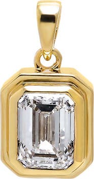 BY ADINA EDEN Lab Grown Diamond Emerald Bezel Pendant 14K