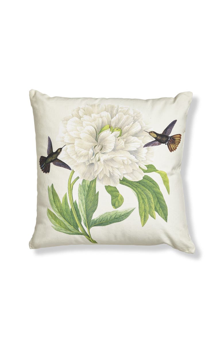 tag Hummingbird White Flower Cotton Decorative Throw Pillow, Main, color, White