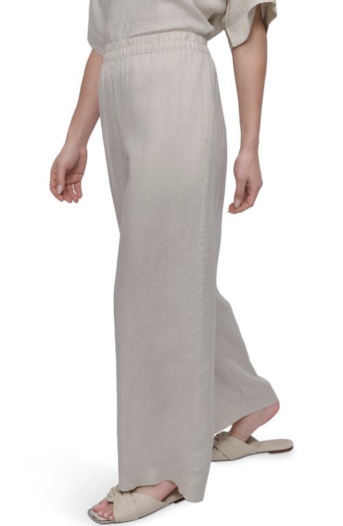 Dkny Wide Leg Linen Pants In Natural