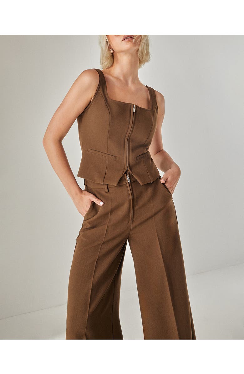 NASTY GAL Tailored Zip Front Wide Leg Pants, Alternate, color, 