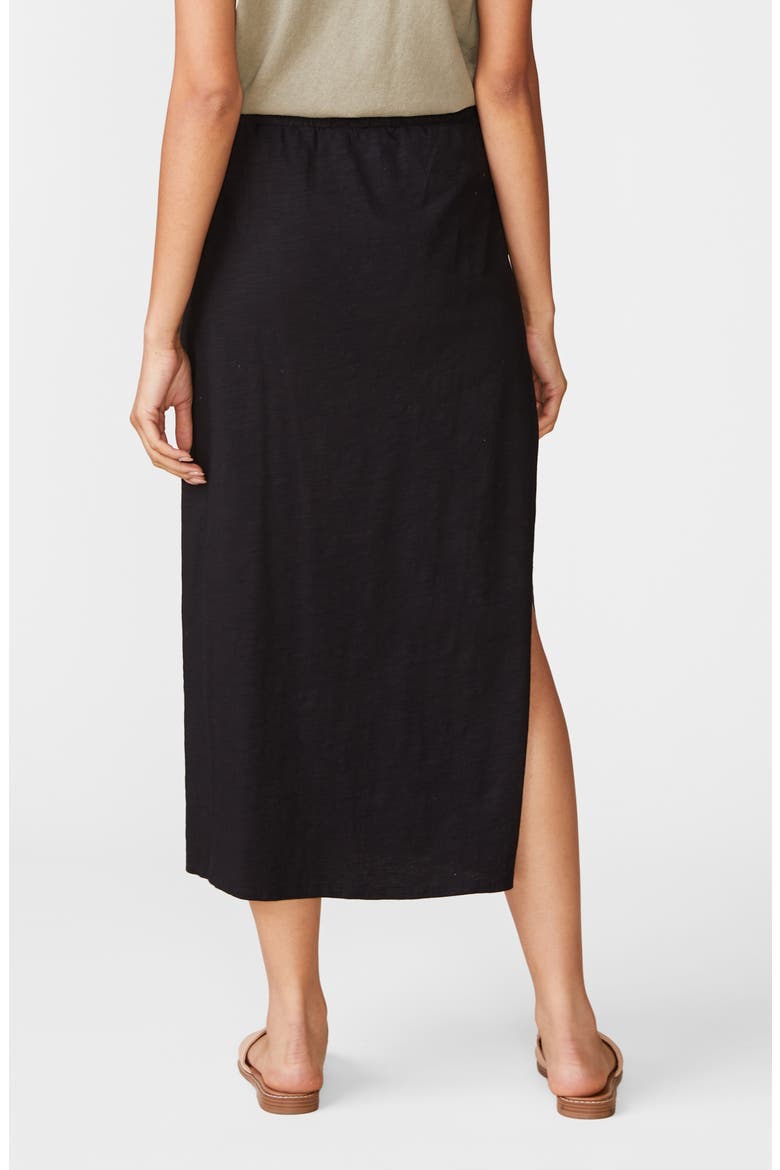 Side Slit Slub Maxi Skirt, Alternate, color, BLACK