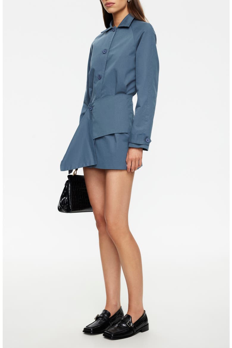 Wiseguy Long Sleeve Cotton Mini Shirtdress, Alternate, color, SLATE