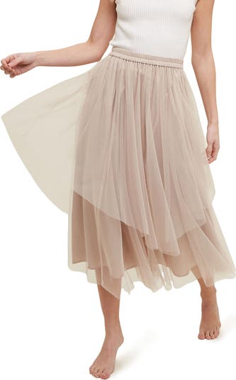 Layered Tulle Midi Skirt