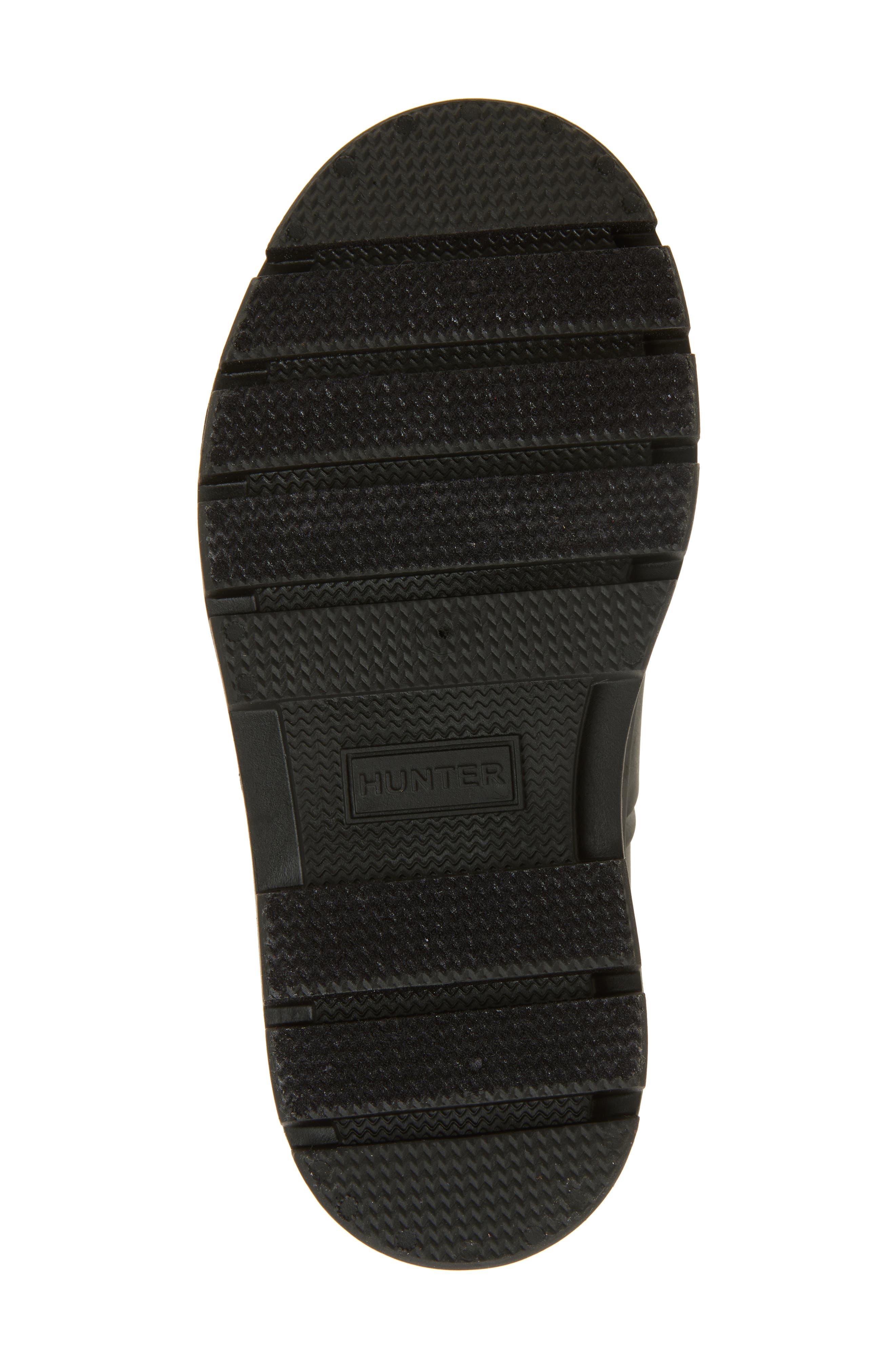 Hunter Kids' Stamp Waterproof Lace-Up Rain Boot, Alternate, color, Black/Black