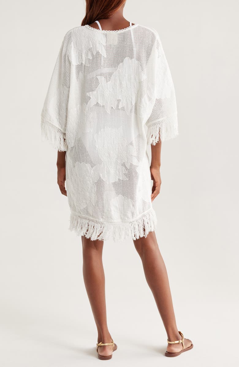 FARM Rio Floral Appliqué Sheer Cotton Blend Cover-Up Sundress, Alternate, color,