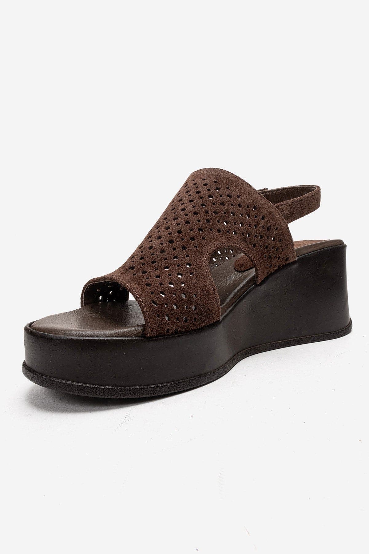 Forever & Always Shoes Jadira Leather Wedge Sandal, Alternate, color, Brown Suede