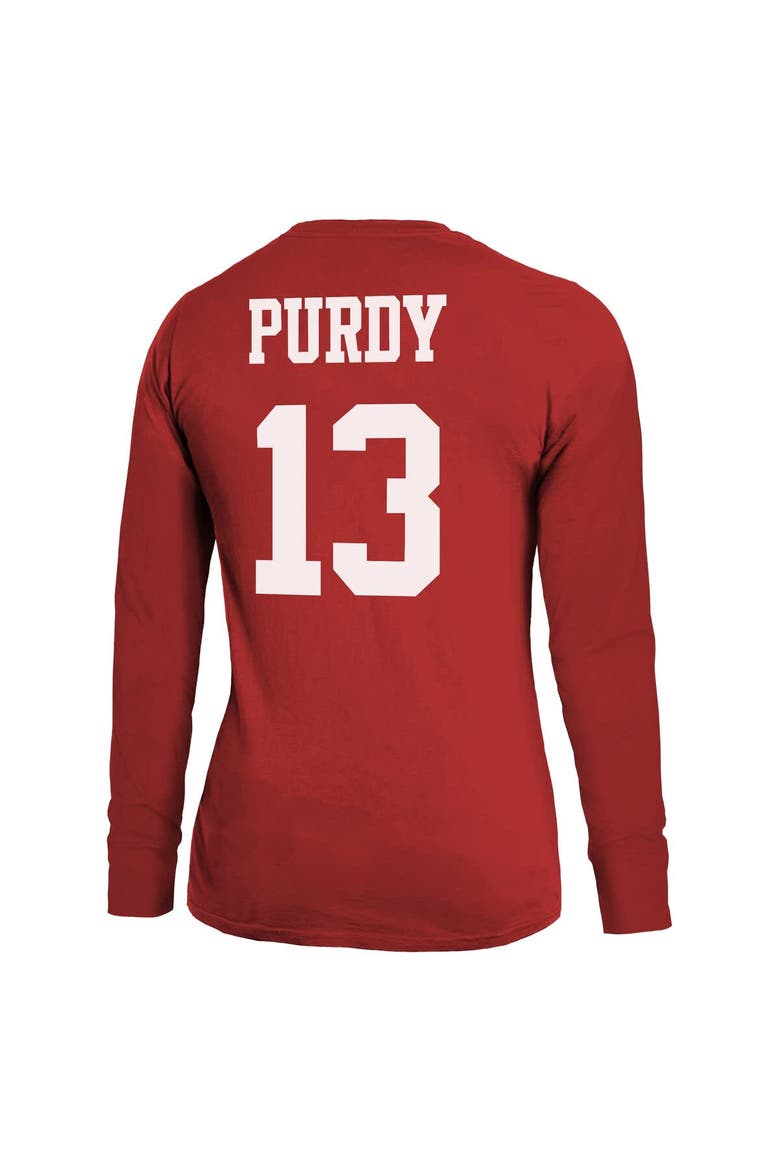 Women's Majestic Threads Brock Purdy Scarlet San Francisco 49ers Player Name & Number Long Sleeve T-Shirt, Alternate, color, Scarlet