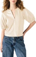 Steve Madden Roxanne Short Sleeve Faux Leather Top