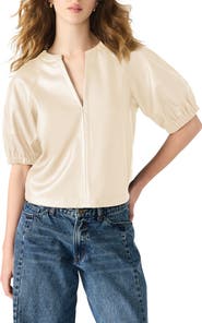 Steve Madden Roxanne Short Sleeve Faux Leather Top