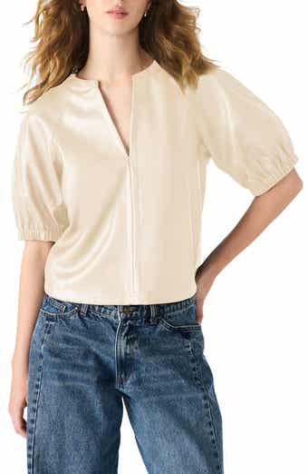 Steve Madden Roxanne Short Sleeve Faux Leather Top