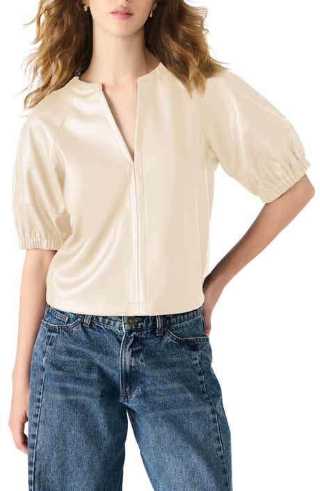 Steve Madden Roxanne Short Sleeve Faux Leather Top