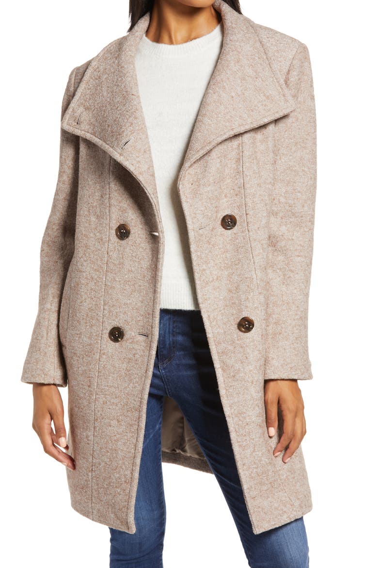 Double Breasted Wool Blend Coat, Alternate, color, TAUPE