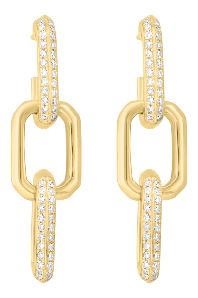 14k Gold Plated Diamond Link Drop Earrings, Alternate, color, GOLD
