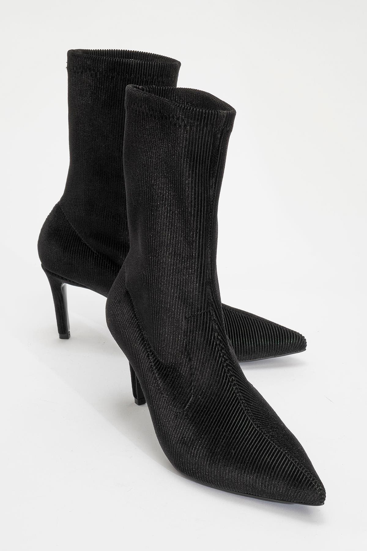 Thalin Zip Stiletto Boot, Main, color, Black Velvet Faux Leather