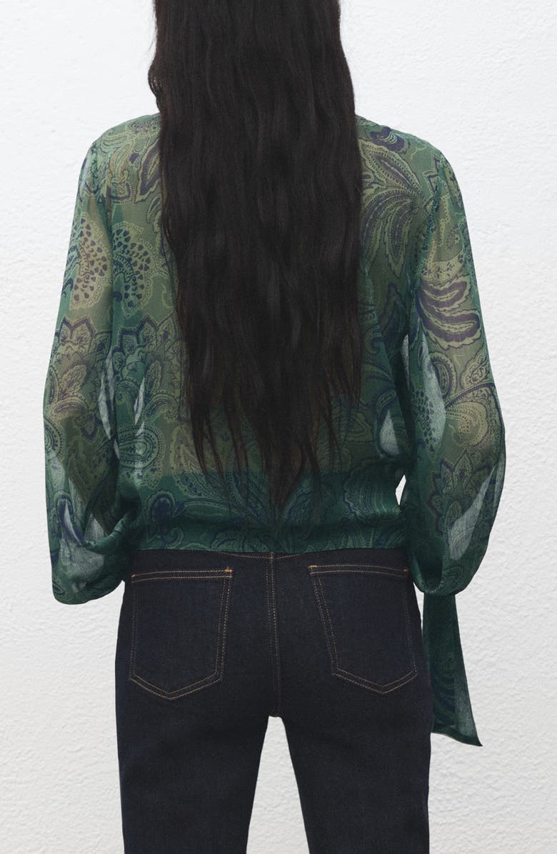 MANGO Paisley Scarf Neck Top, Alternate, color, 