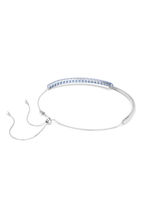 Swarovski Matrix Mixed Cuts Rhodium Plated Choker In Blue
