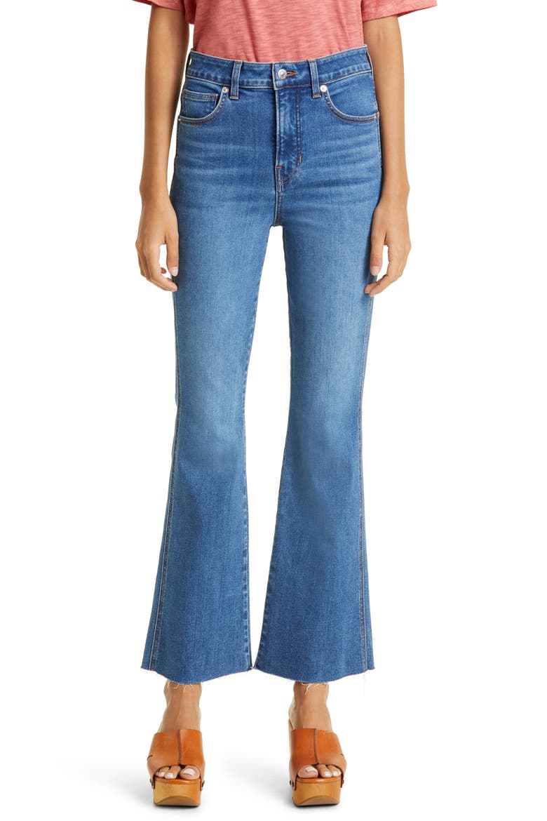 Carson Raw Hem High Waist Ankle Flare Jeans, Main, color, SERENDIPITY