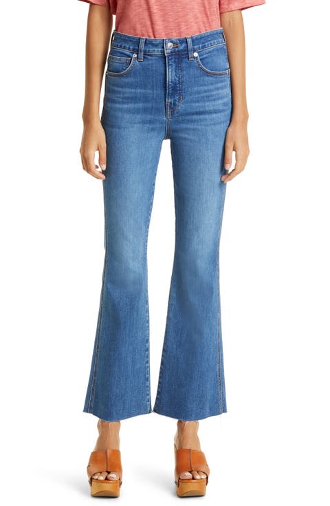 Carson Raw Hem High Waist Ankle Flare Jeans (Serendipity)