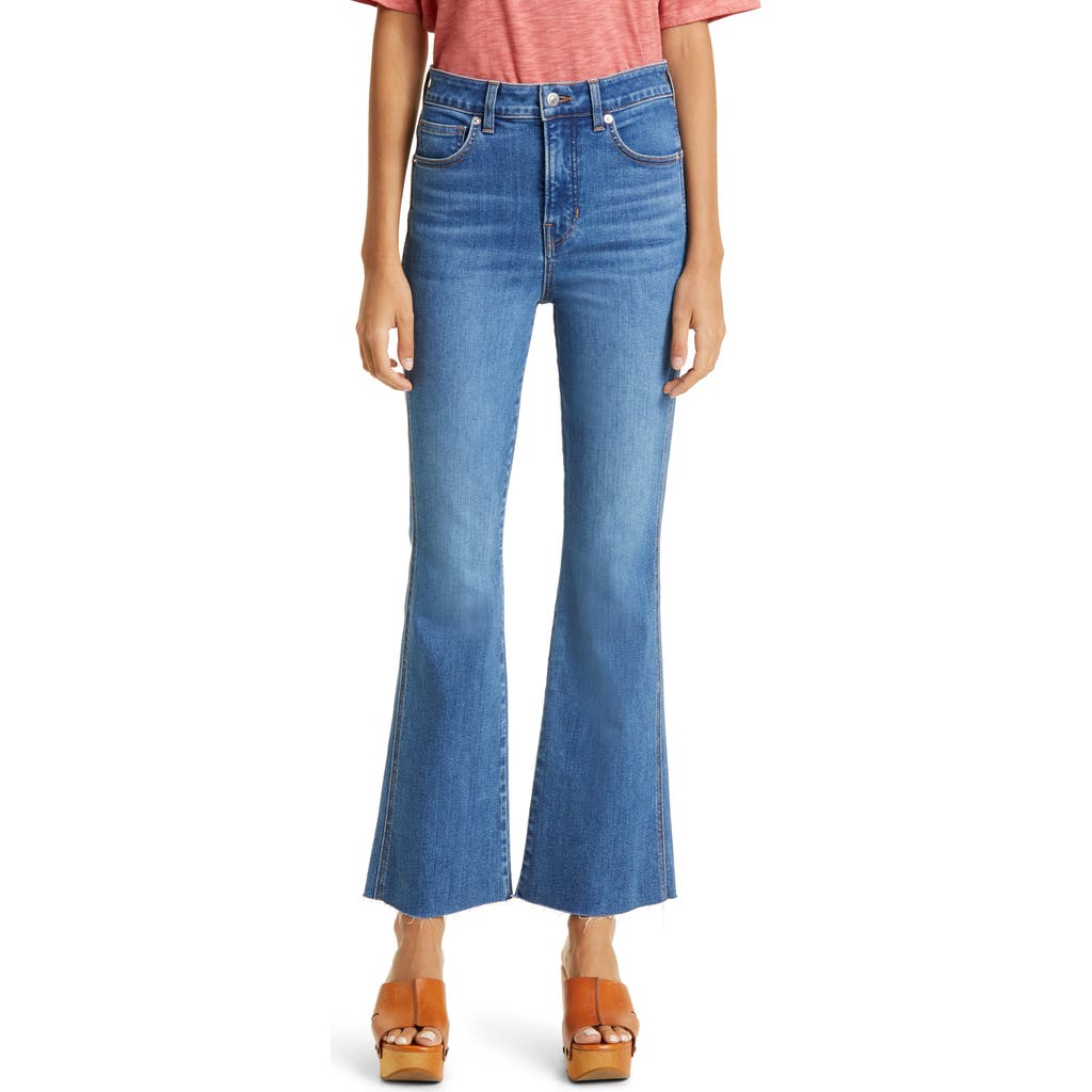 Veronica Beard Carson Raw Hem High Waist Ankle Flare Jeans In Serendipity
